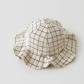All-match Cute Fisherman Hat For Infants And Children (Option: Plaid apricot-0to2 one size)