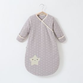 Anti-jump Thickening Of Baby Sleeping Bag In Autumn And Winter (Option: Grey stars thickened-M)
