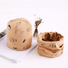 Two-piece Towel Baby Cotton Collar Hat Set (Option: Khaki-L)