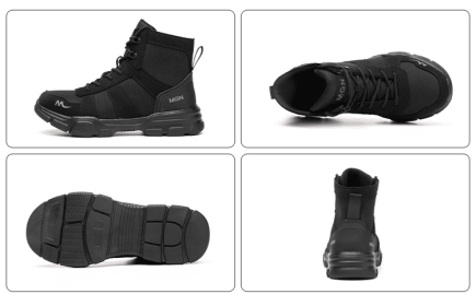 Labor Protection Shoes Anti-smash Anti-puncture Protective Shoes High Top (Option: BLACK-38)