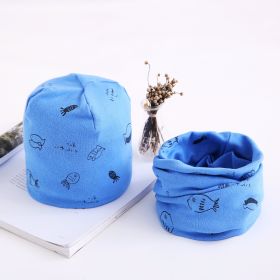 Two-piece Towel Baby Cotton Collar Hat Set (Option: Dark Blue-M)