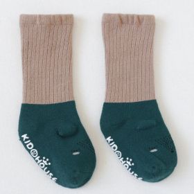 Thick Terry Baby Middle Tube Stereoscopic Anti-skid Floor Socks (Option: Dark green-S)